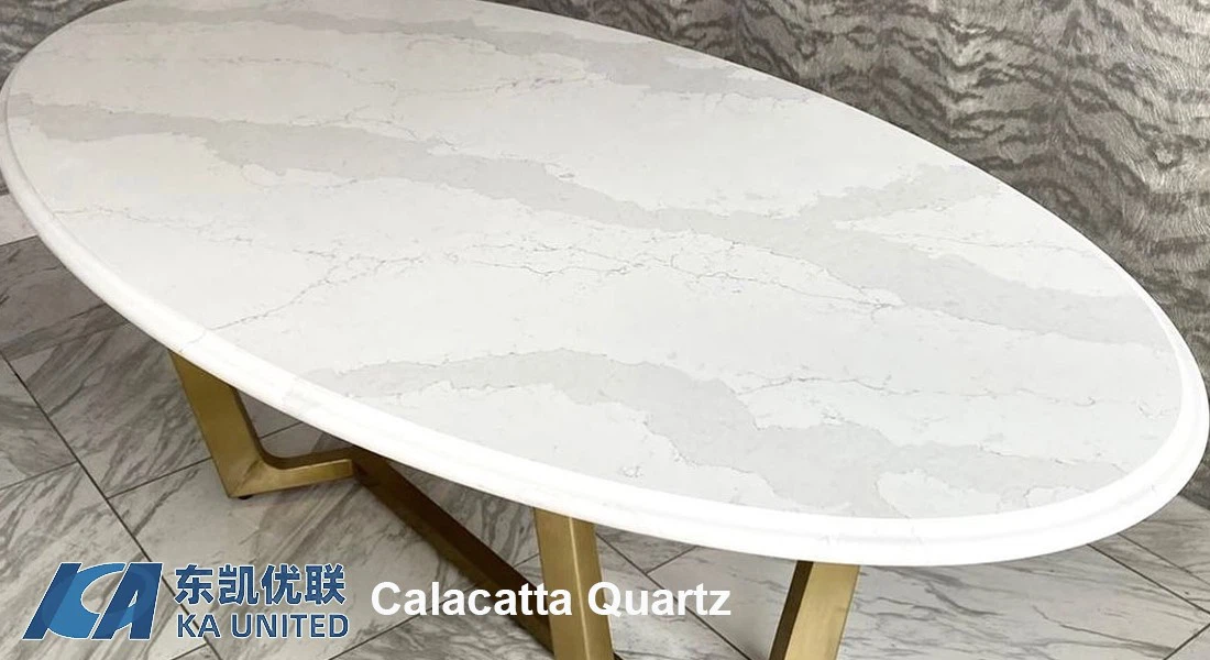 Calacatta White Oval Quartz Tables KA UNITED Calacatta White Oval Quartz Tables KA UNITED