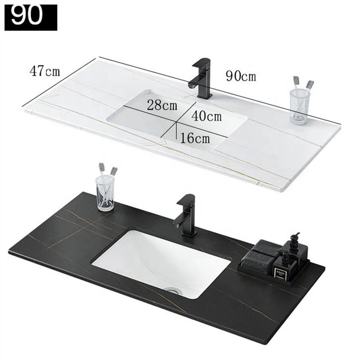 Single Ceramic Sink Sintered Stone Vanity Countertop