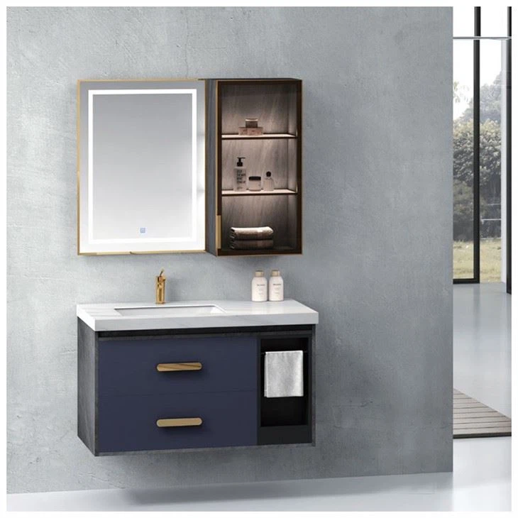 35%22 Blue Wall-Mounted Single Bathroom Vanity Set