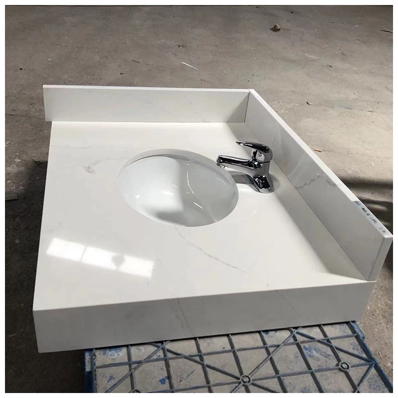 Calacatta Quartz Vanity Countertops with Faucet