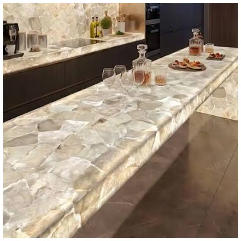Smoky Quartz Kitchen Backlit Countertops in Luxury Mansions Smoky Quartz Kitchen Backlit Countertops in Luxury Mansions